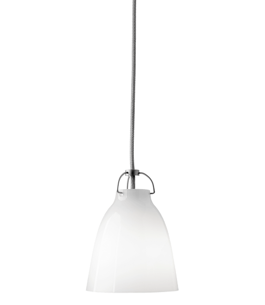 Caravaggio PO Suspensions LED Verre opale-Cordon gris argenté