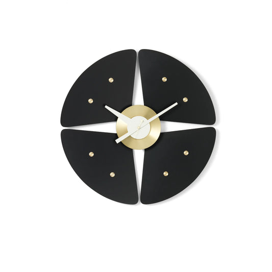 Horloge Petal Noir Laiton