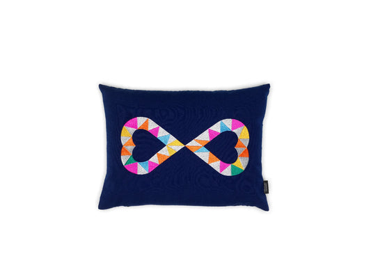 Coussin Embroidered Double Heart 2 Bleu