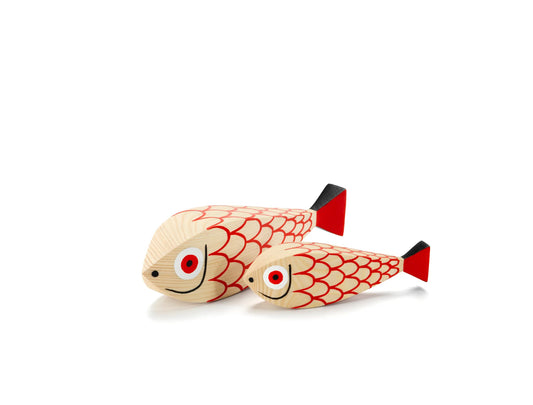 Wooden Doll Mother Fish et Child Figurines Multicolore